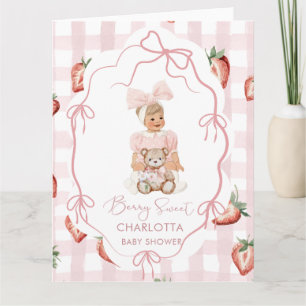 Watercolor elegant Berry Sweet girl strawberry bi Card