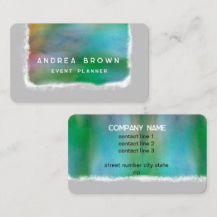 watercolor elegant blue green double sided business card