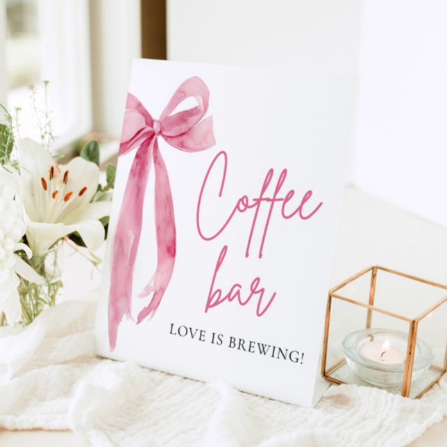 Watercolor Elegant Blush Pink Bow Coffee Bar Sign (Watercolor Elegant Blush Pink Bow Coffee Bar Sign)