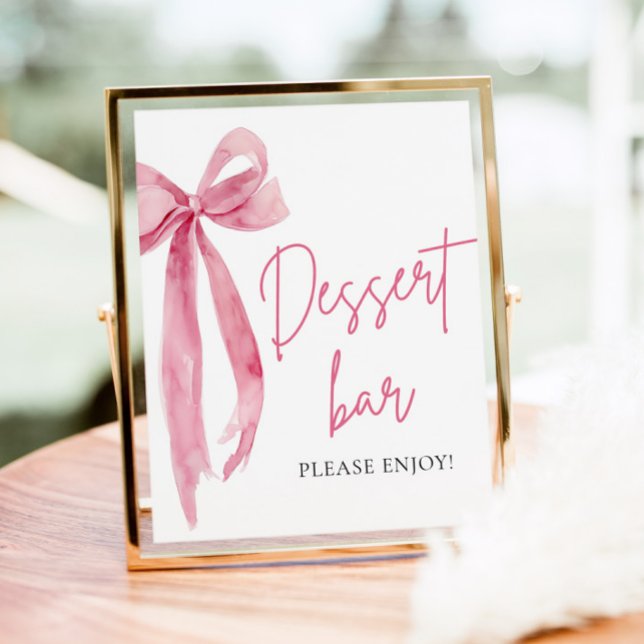 Watercolor Elegant Blush Pink Bow Dessert Bar Sign (Watercolor Elegant Blush Pink Bow Dessert Bar Sign)