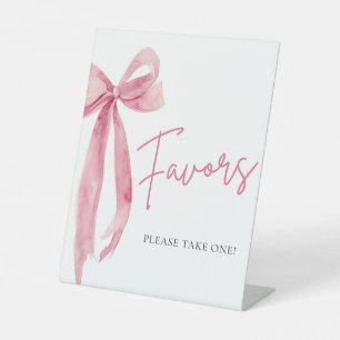 Watercolor Elegant Blush Pink Bow Favours Sign