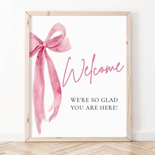 Watercolor Elegant Blush Pink Bow Welcome Sign (Creator Uploaded)