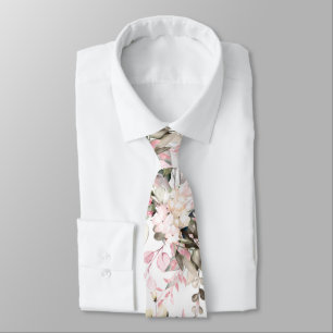 Watercolor Elegant Blush Pink Gum Eucalyptus Neck Tie