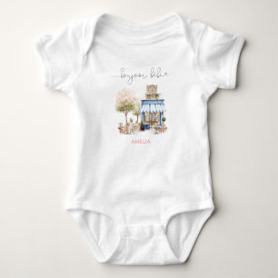 Watercolor Elegant Bonjoor bebe Baby Shower Baby Bodysuit