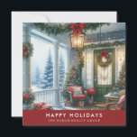 Watercolor Elegant Botanical Corporate Christmas  Holiday Card<br><div class="desc">Watercolor Elegant Botanical Corporate Christmas Holiday Card -featuring a stunning victorian home's festive porch all decked out for the holidays. The back of the card features all of your business information including a QR card.</div>