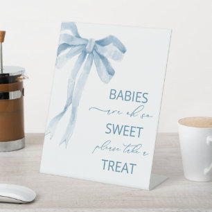 Watercolor Elegant Bow Ribbon baby shower babies s Pedestal Sign