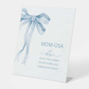 Watercolor elegant bow ribbon baby shower mum-osa Pedestal Sign