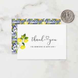 Watercolor Elegant Citrus Lemon baby shower thank Card
