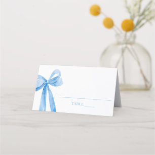 Watercolor Elegant Coquette Blue Bow Place Card