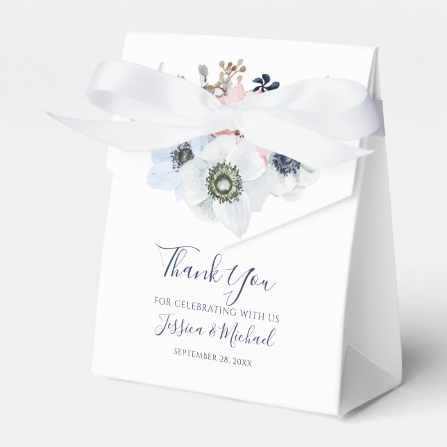 Watercolor Elegant Cute Anemone Flower Wedding Favour Box (Front Side)
