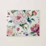 Watercolor elegant delicate asian floral pattern jigsaw puzzle<br><div class="desc">Watercolor elegant delicate asian floral pattern puzzle.</div>