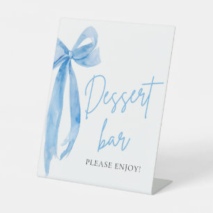 Watercolor Elegant Dusty Blue Bow Dessert Bar Sign