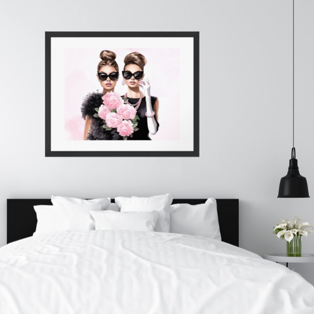 Watercolor Elegant Fashionistas Black Sunglasses Poster (Creator Uploaded)