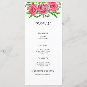 Watercolor elegant floral minimalist menu
