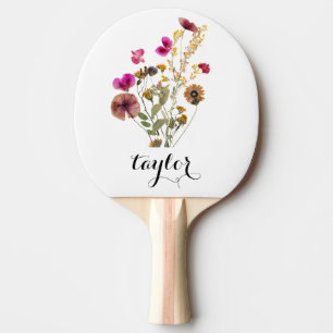 Watercolor elegant Florals Custom Name  Ping Pong Paddle