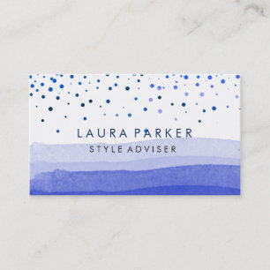 Watercolor Elegant Glitter Navy Blu Dunes Confetti Business Card