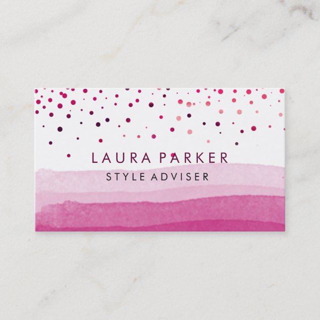 Watercolor Elegant Glitter Pink Dune Confetti Business Card (Front)
