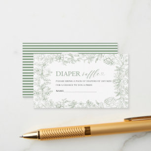 Watercolor elegant green floral chinoiserie baby s enclosure card