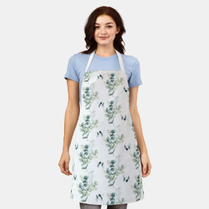 Watercolor Elegant Greenery Eucalyptus Leaves Apron