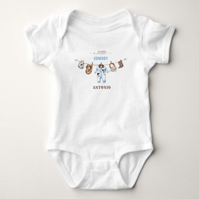 Watercolor Elegant Little Cowboy Rodeo CounT-Shirt Baby Bodysuit (Front)
