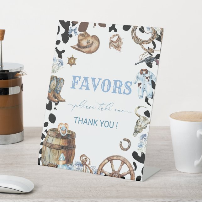 Watercolor Elegant Little Cowboy Rodeo Country  ba Pedestal Sign (In SItu)