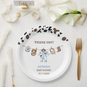 Watercolor  elegant Little Cowboy RodePaper Napkin Paper Plate