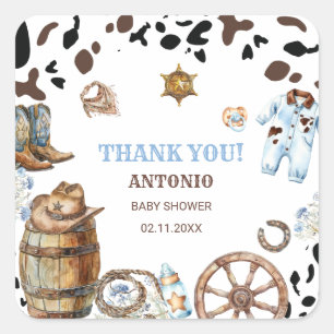 Watercolor elegant Little Cowboy RodePaper Napkin Square Sticker