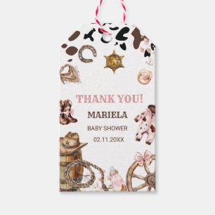 Watercolor  elegant Little Cowgirl Rodeo Country b Gift Tags