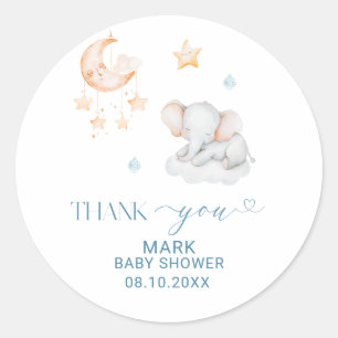 Watercolor Elegant Little Star Elephant Baby Sho Classic Round Sticker