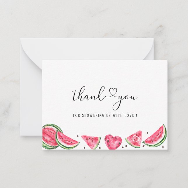 Watercolor Elegant Melon baby shower thank you Card (Front)