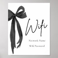 Watercolor Elegant Modern Black Bow Wifi Sign