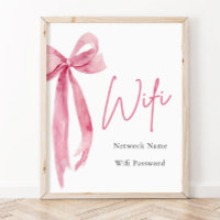 Watercolor Elegant Modern Blush Pink Bow Wifi Sign