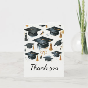 Watercolor Elegant Modern Graduation Thank You Card
