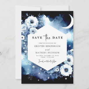 Watercolor Elegant Moonlit Wedding Save The Date