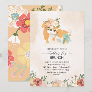 Watercolor Elegant Mother is Day brunch Baby showe Invitation