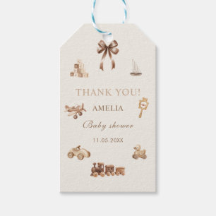 Watercolor Elegant Nursery beige toys  Baby Shower Gift Tags
