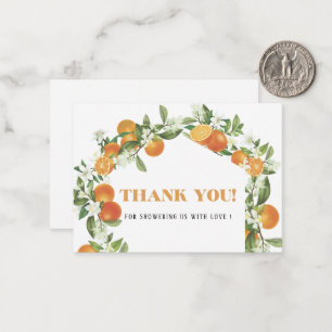 Watercolor Elegant Orange Citrus baby shower thank Card