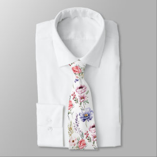 Watercolor Elegant Pastel Florals Tie