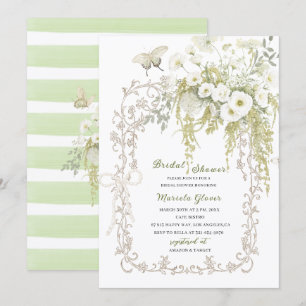 Watercolor Elegant Pastel Green floral Bridal Show Invitation