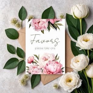 Watercolor elegant peonies  favors please take one poster