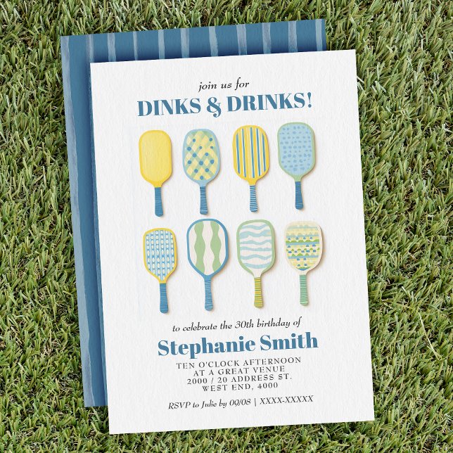 Watercolor Elegant Pickleball Birthday Invitation (Serve up some fun with this stylish pickleball-themed birthday invitation.)