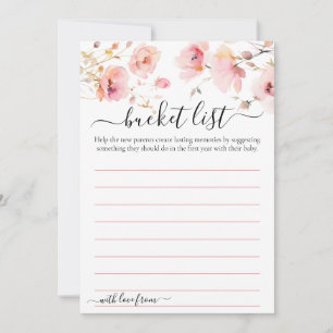 WATERCOLOR ELEGANT PINK FLOWERS BUCKET LIST CARD
