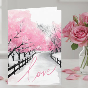 Watercolor Elegant Pink Love Valentine's Day Card