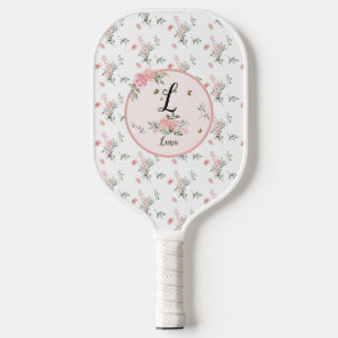 Watercolor Elegant Pink Roses with Butterflies Pickleball Paddle