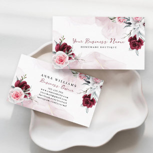 Watercolor Elegant Red Roses Theme Boutique Floral Business Card