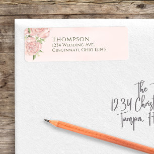Watercolor Elegant Return Address Simple Roses