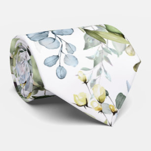 Watercolor Elegant Rustic Blue Gum Eucalyptus Tie