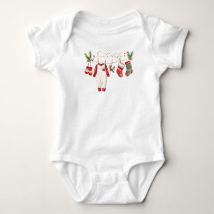 Watercolor Elegant Santa Baby Christmas Baby Showe Baby Bodysuit