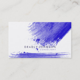 Watercolor Elegant Simple Splatter Blue Nature Business Card