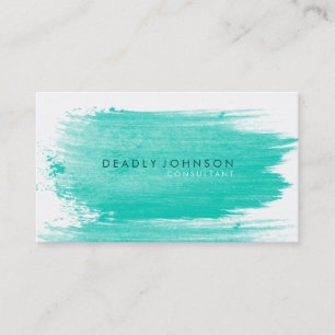 Watercolor Elegant Simple Splatter Green Nature Business Card